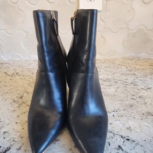 Tory Burch Like New Leather Shoe Boot with Gold Zipper Toe Detail